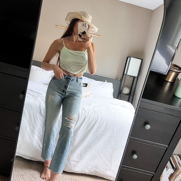 Urban Outfitters Tops - Silky green underwire tank top